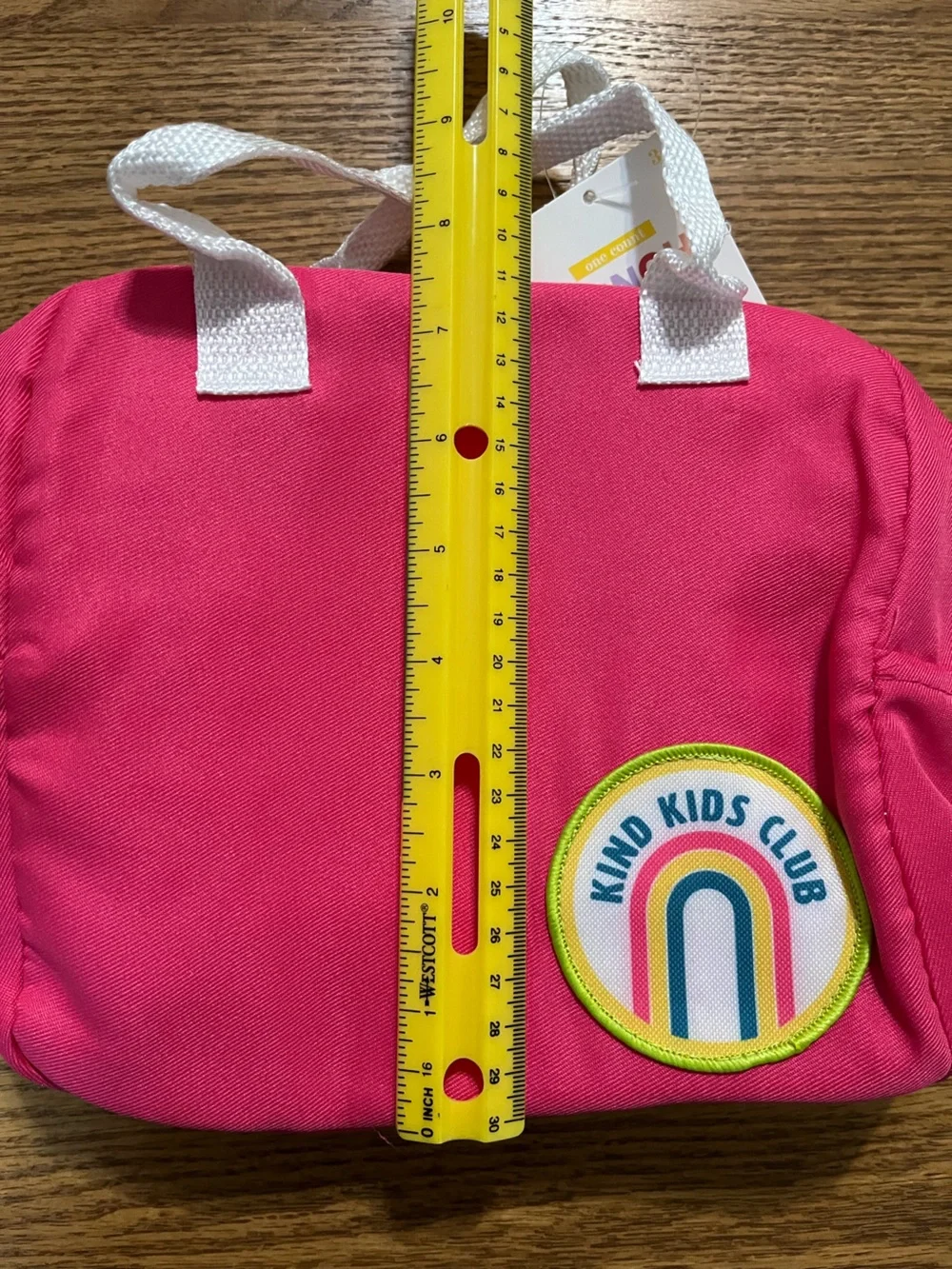 Bright Pink Kids Tote with 'Kind Kids Club' Rainbow Patch